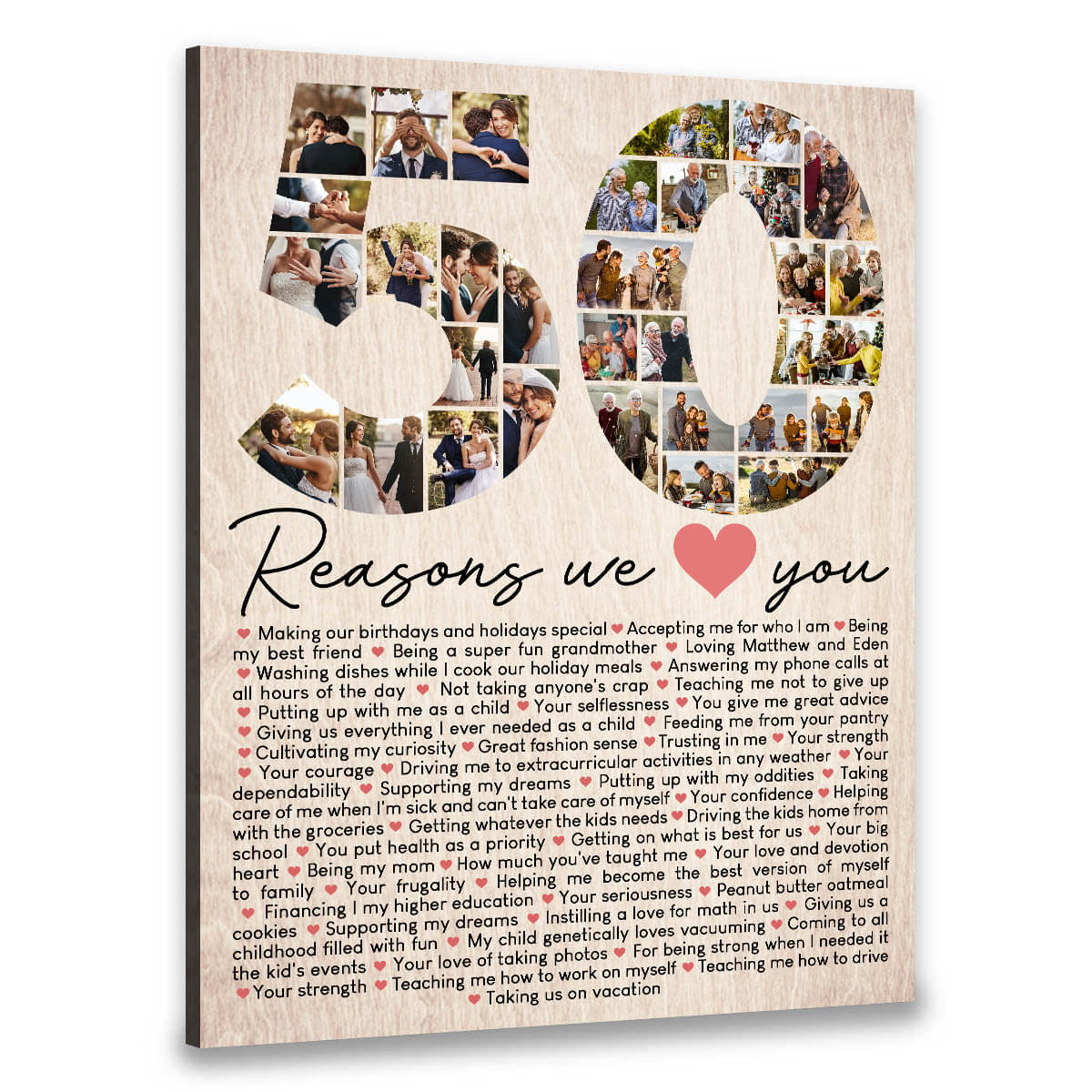 Custom Photo Collage Canvas  50th Anniversary Gifts For The