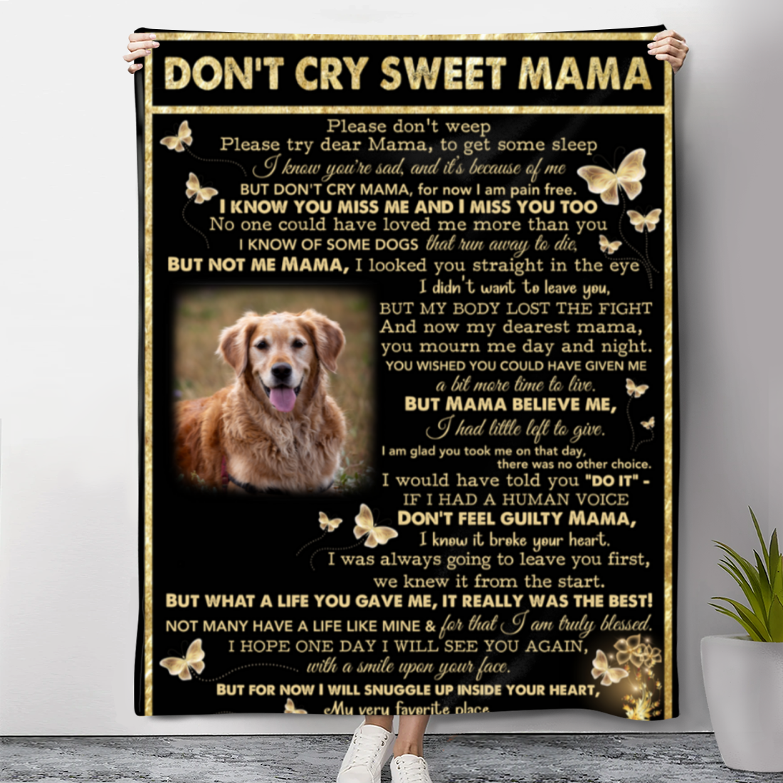 Custom Photo Blanket  Don't Cry Sweet Mama Cat Poem