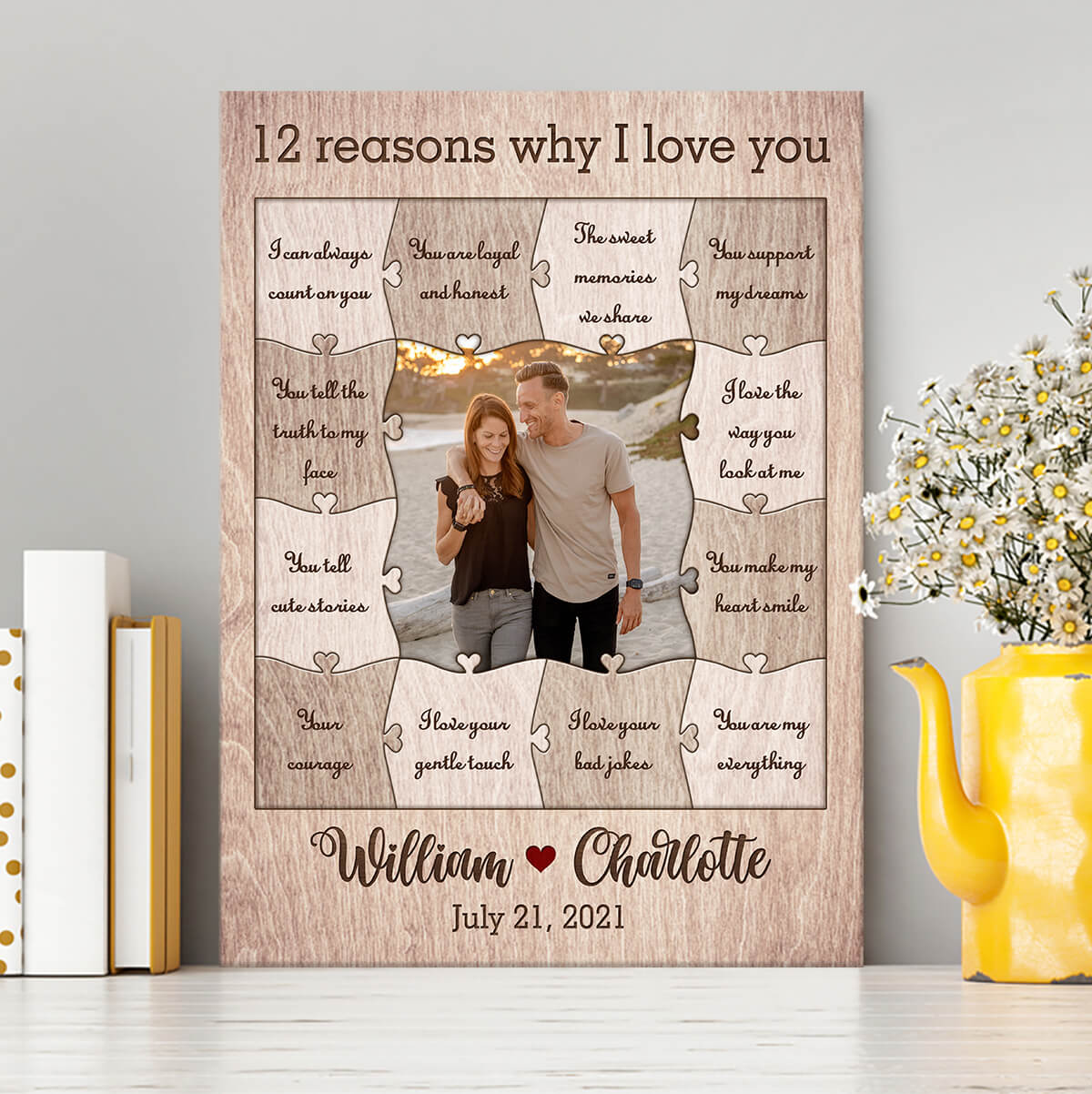 Personalized 12 Reasons Why I Love You, Birthday Gift for Boyfriend,  Anniversary Canvas Gifts, Romantic Couple Photo Gifts - Best Canvas Wall Art