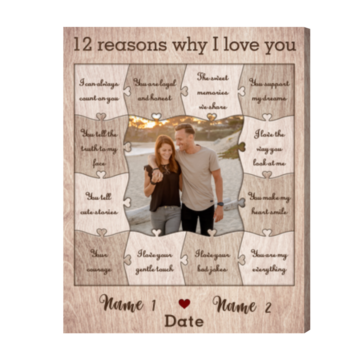 Anniversary Gift for Boyfriend Christmas Gift 12 Reasons Why I Love You  With Acrylic Photo Wooden Personalized Valentine's Day Gifts 